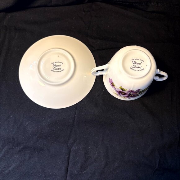 Royal Stuart Bone China Cup and Saucer - Double Handled Cup - Picture 4 of 4